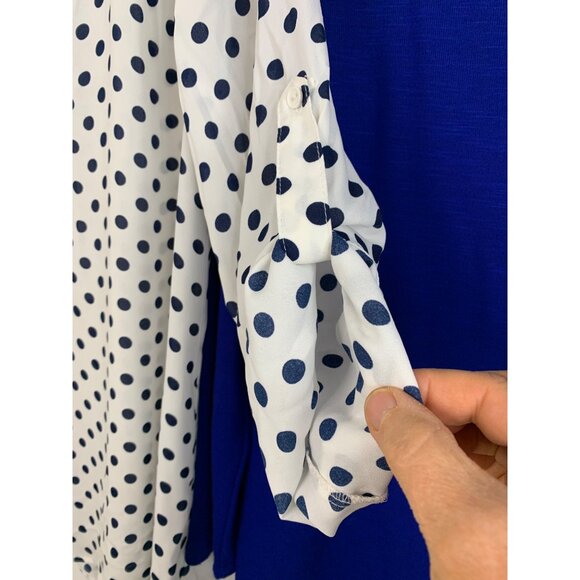Lot of 2 Sz Large Liberty Love dot Top + B Design Royal Blue Knit Top 8834 - Picture 8 of 14